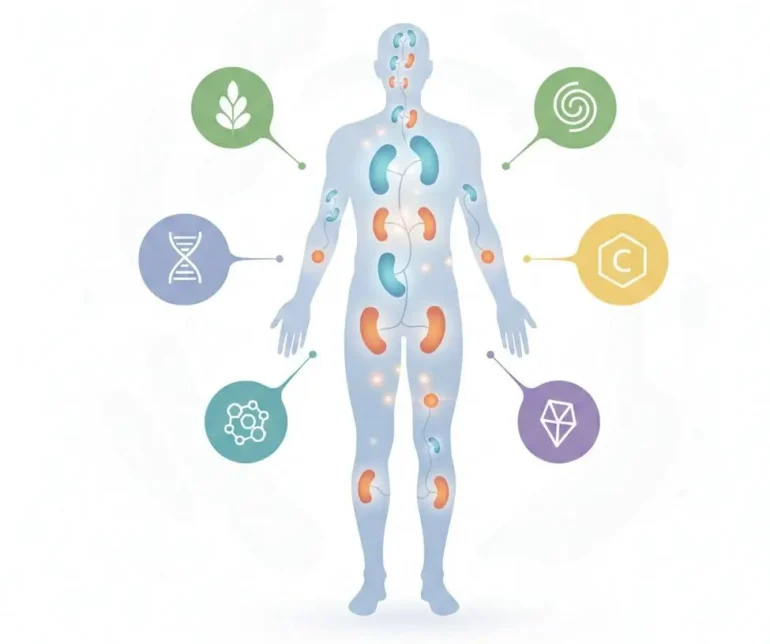 Visual representation of supplements natural energy supporting cellular metabolism