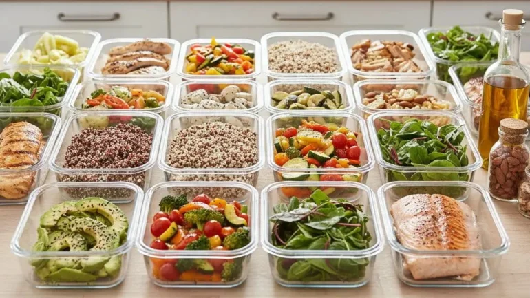 weight loss meal planning with healthy balanced meals prepared in containers