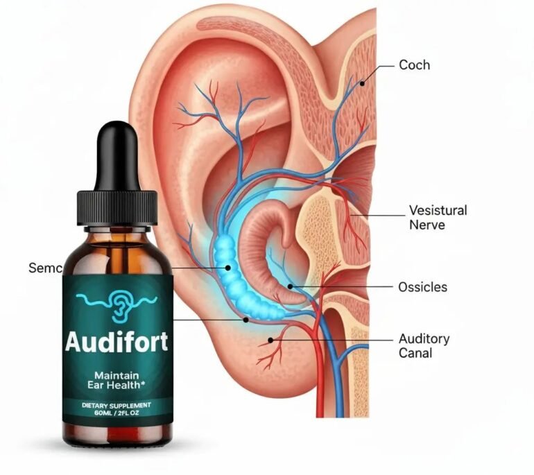 human ear anatomy and hearing health illustration
