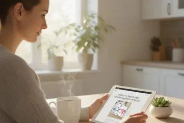 Mitolyn customer reviews being read on a tablet at home