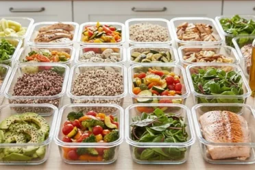 weight loss meal planning with healthy balanced meals prepared in containers